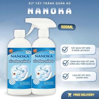 Tẩy trắng quần áo NANOKA 500ml bình xịt tẩy vết mốc ở vàng lâu ngày đánh bay vết bẩn cứng đầu