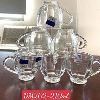 BỘ 6 LY THUỶ TINH CÓ QUAI 210ml DIAMONDS DM202 (T12)