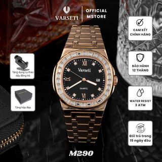 [ Deal 9K Đình Trưởng ] M290, M99 Đồng hồ Nam VARSETI Quartz thiết kế hiện đại mặt đen sang trọng, cọc đá nổi bật và dây thép cao cấp Không kịp mẫu kia thì còn mẫu M106