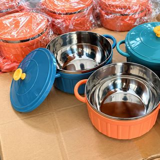 CA MÌ INOX 2 LỚP 2 QUAI CẦM KÈM NẮP (T100)