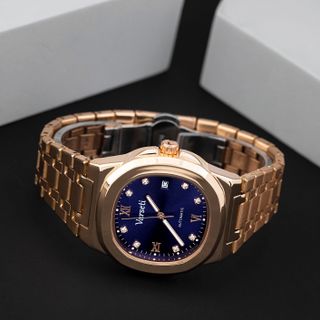 [ MS STORE x CHI DUY ] M258 – Đồng hồ cơ Varseti Automatic nam dây thép mạ vàng hồng mặt xanh Navy sang trọng và lịch lãm