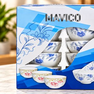 BỘ 10 CHÉN SỨ HỌA TIẾT QUÀ TẶNG FULL BOX (T12)