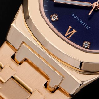 [ MS STORE x CHI DUY ] M258 – Đồng hồ cơ Varseti Automatic nam dây thép mạ vàng hồng mặt xanh Navy sang trọng và lịch lãm