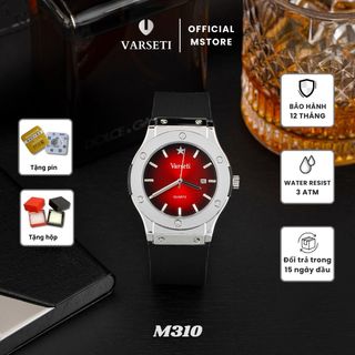 [ MS STORE x VBB ] - M0310 - Đồng hồ Nam Quartz phong cách thể thao sang trọng với mặt đỏ Ruby chải tia, viền đinh tán cá tính kết hợp dây cao su đen năng động