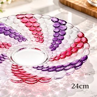 ĐĨA THUỶ TINH MÀU CHẤM BI 24cm EGEGANT 354 - CÓ HỘP (T16)