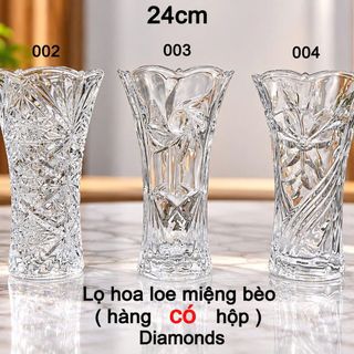 BÌNH CẮM HOA THỦY TINH CAO CẤP HOẠ TIẾT 24cm CÓ HỘP (PHÂN LOẠI-T12)