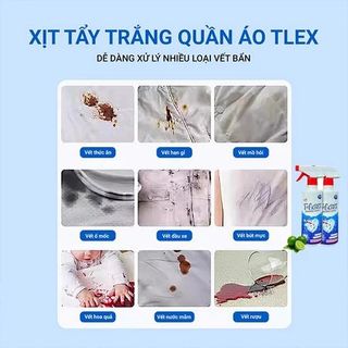 Chai Tẩy Trắng Quần Áo T-LEX 500ml, Tẩy Mốc, Ố Vàng, Không Phai Màu - Dùng Cả Vải Trắng, Màu