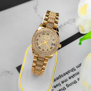[MS STORE x VINHBANHBO] ( giá mở bán ) ĐỒNG HỒ NỮ MẶT TRÒN THIẾT KẾ ĐÍNH ĐÁ SANG TRỌNG , BẢO HÀNH 12 THÁNG - B166