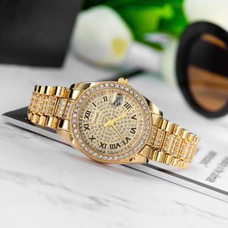 [MS STORE x VINHBANHBO] ( giá mở bán ) ĐỒNG HỒ NỮ MẶT TRÒN THIẾT KẾ ĐÍNH ĐÁ SANG TRỌNG , BẢO HÀNH 12 THÁNG - B166