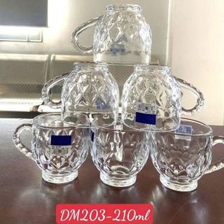 BỘ 6 LY THUỶ TINH CÓ QUAI 210ml DIAMONDS DM203 (T12)