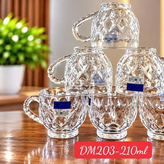 BỘ 6 LY THUỶ TINH CÓ QUAI 210ml DIAMONDS DM203 (T12)