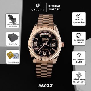 [MS STORE X Kim Tròn] - M243- Đồng Hồ Pin Nam Varseti Phiên Bản Cao Cấp Thời Trang, Sang Trọng Mặt số đá marble đen độc đáo kết hợp lịch thứ – ngày (Day/Date) tiện dụng