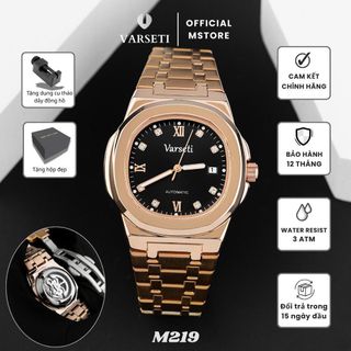 [ MS STORE X ĐÌNH TRƯỞNG ] Đồng Hồ Nam Varseti Automatic Dây Kim Loại Mạ Vàng Hồng các cọc số được đính đá pha lê tinh xảo – M219