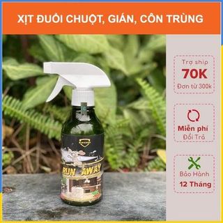Xịt Đuổi Chuột, Gián, Côn Trùng Run Away Chiết Xuất Thảo Mộc Tự Nhiên Không Độc Hại Hiệu Quả Chỉ Sau 1 Lần Xịt