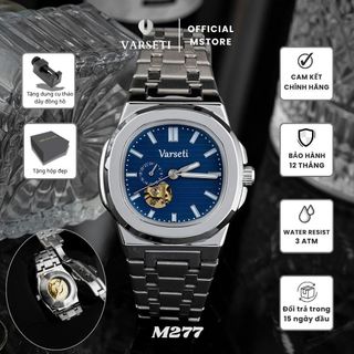 [ VARSETI X VVK ] - M277 - Đồng hồ Cơ AUTOMATIC thiết kế thể thao sang trọng, mặt xanh vân ngang nổi bật, lộ cơ tinh xảo