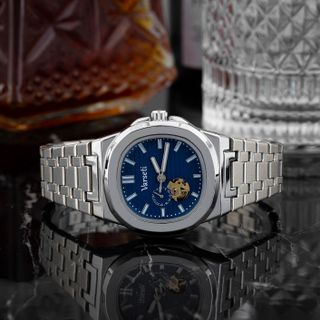 [ VARSETI X VVK ] - M277 - Đồng hồ Cơ AUTOMATIC thiết kế thể thao sang trọng, mặt xanh vân ngang nổi bật, lộ cơ tinh xảo