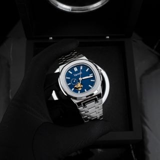 [ VARSETI X VVK ] - M277 - Đồng hồ Cơ AUTOMATIC thiết kế thể thao sang trọng, mặt xanh vân ngang nổi bật, lộ cơ tinh xảo