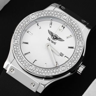 [ MS STORE x VŨ VĂN KHẢI ] M240 – Đồng hồ pin Varseti Quartz nam dây cao su – Mặt trắng sang trọng, lịch ngày 3h – Viền đính đá cao cấp, phong cách thể thao doanh nhân hiện đại