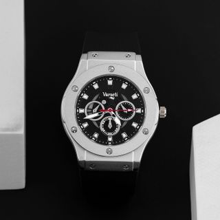 [ MS STORE- VŨ VĂN KHẢI M108 – Đồng hồ pin Varseti Quartz nam dây cao s – Vỏ thép kiểu thể thao ốc vít, mặt đen 3 mặt phụ mạnh mẽ, kim giây đỏ nổi bật – Phong cách cá tính / năng động