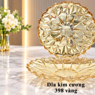 ĐĨA THUỶ TINH VÀNG CAO CẤP KIM CƯƠNG ELEGANT 398 (T6)