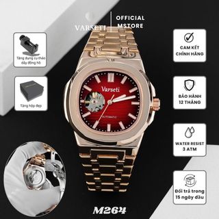 [ VARSETI x SangNguyen] Đồng Hồ Nam Varseti Automatic Dây Kim Loại viền trơn tinh xảo có lộ cơ sang trọng, chống nước 3ATM