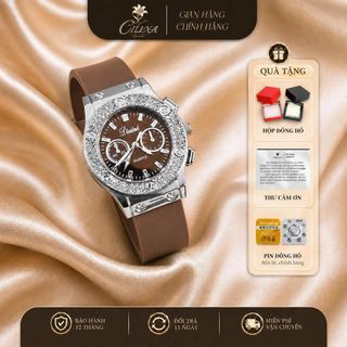 [MS x Du Du] Đồng hồ nữ thiết kế sang trọng thanh lịch mặt nâu viền bạc, Mặt size 26, chống nước 3atm B201NAUTRANG