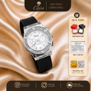 [MS x Du Du] Đồng hồ nữ thiết kế sang trọng thanh lịch dây đen mặt trắng, Mặt size 26, chống nước 3atm B201DMT