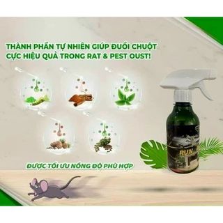 Xịt Đuổi Chuột, Gián, Côn Trùng Run Away Chiết Xuất Thảo Mộc Tự Nhiên Không Độc Hại Hiệu Quả Chỉ Sau 1 Lần Xịt