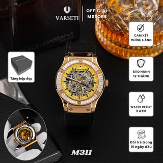 [ VARSETI X DQN ] Đồng Hồ Nam Varseti Chạy Máy Cơ Viền Đính Đá Baget Cao Cấp, Bộ Máy Lộ Cơ Thông Lòng - M311