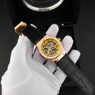 [ VARSETI X DQN ] Đồng Hồ Nam Varseti Chạy Máy Cơ Viền Đính Đá Baget Cao Cấp, Bộ Máy Lộ Cơ Thông Lòng - M311