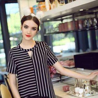Đầm suông phối sọc cách điệu mhld36-l150