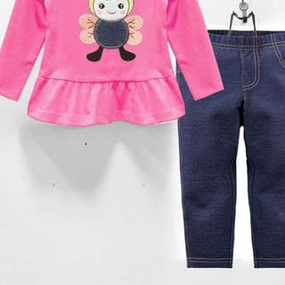 A18207 - bộ thêu con ong max áo thun cotton quần legging giả jeanri 8size 1-8
