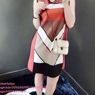 Đầm suông hoạ tiết cách điệu
