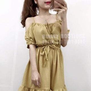Đầm voan rớt vai lai bèo