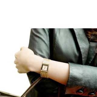 Đồng hồ julius ju960 nữ vuông dây tơ ánh vàng