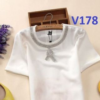 30k v178 - áo thun cỗ đính hạt -