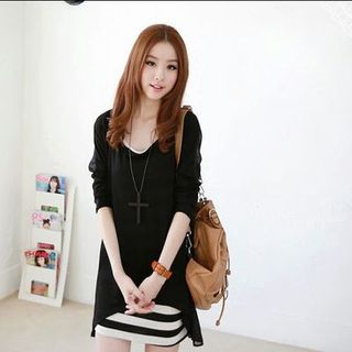 Đầm body phối áo voan - D004