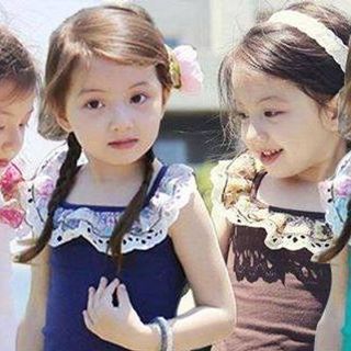 Bộ short bé gái chân váy cổ ren mùa hè