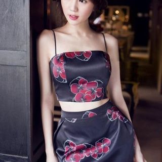 Bộ áo váy họa tiết bông ngọc trinh 3289