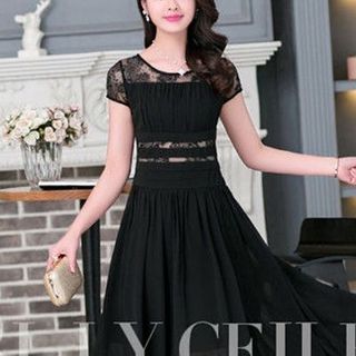 Đầm maxi phối ren xếp ly - d5121