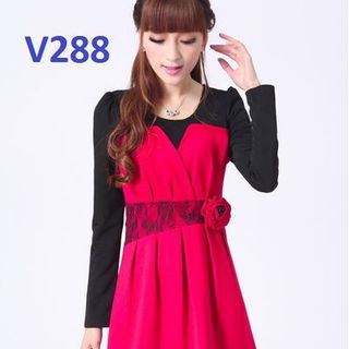 75k v288 - đầm kết ren đính hoa - size m
