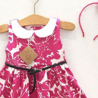 A17518 - đầm cổ lá sen kèm dây nịt băng đô chất kaki phi thunri 8size 1-8