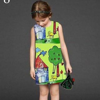 A17950 - 8/11little mon đầm 3d in 2 mặt vải tuyết mưari 8size 1-8
