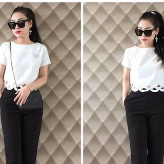 Ms 498 - 180s set quần đen áo trắng cắt laze