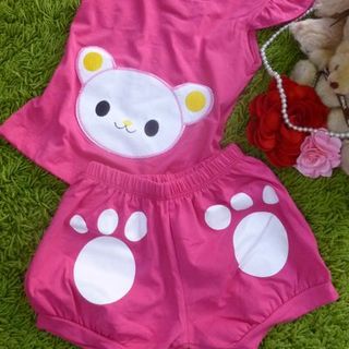 Q343 bộ short bg thêu gấu túi 2-8t