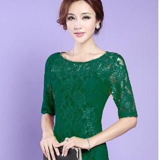Đầm ren xanh tay lỡ - dt106 - e195