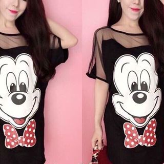 Đầm suông mickey vai lưới ll giá sỉ