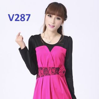 75k v287 - đầm kết ren đính hoa - size xl