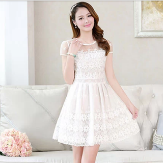 Đầm lưới thêu hoa trắng nỗi-dt32- e220