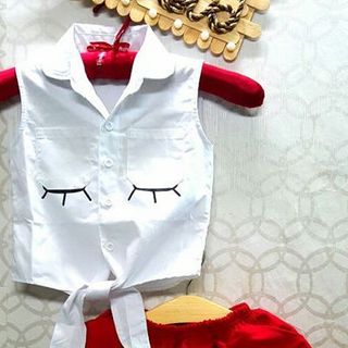 A17409 - bộ áo cột dây đôi mắt áo sicotton quần váy vải kaki co giãn xếp ly xẻ túi 2 bênri 8size 1-8